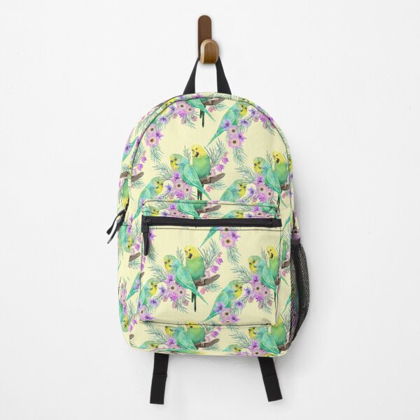 Item preview, Budgerigar Florals Yellow - Summer Australian Bird Pattern designed and sold by Sketchbook Designs.