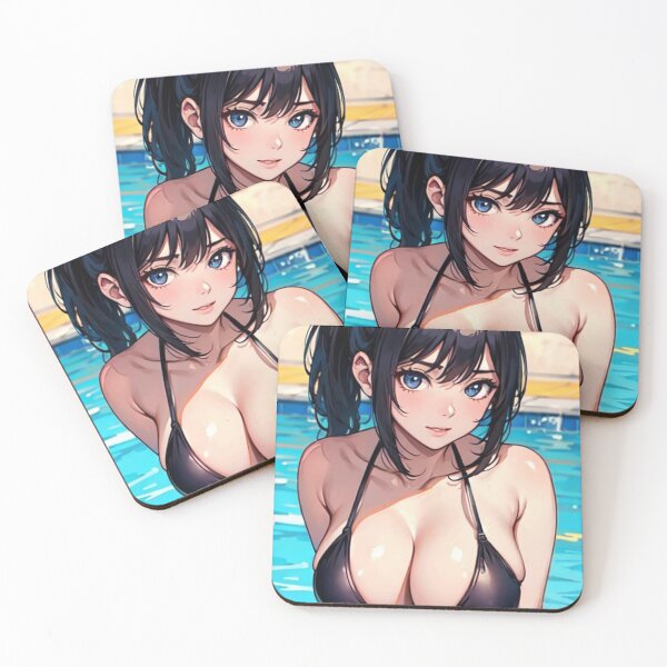 Item preview, Black Hair Anime Girl in Bikini on the Pool designed and sold by kenvel.