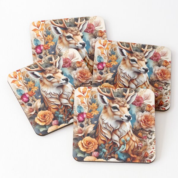 Item preview, Floral Majesty: Deer Amidst Blossom Flowers designed and sold by FocusedArt.