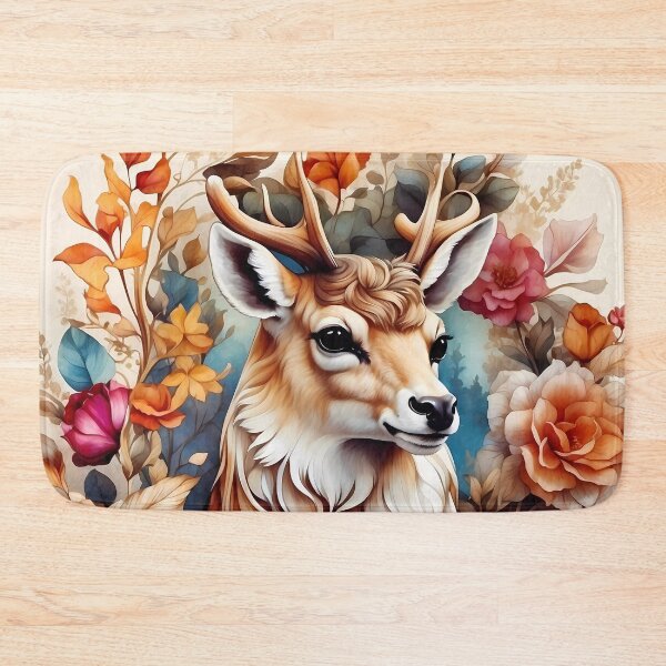 Item preview, Floral Majesty: Deer Amidst Blossom Flowers designed and sold by FocusedArt.