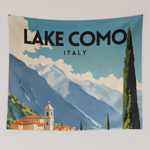 Item preview, Lago di Como Italia Retro Travel Art Poster designed and sold by ZionPosteria.