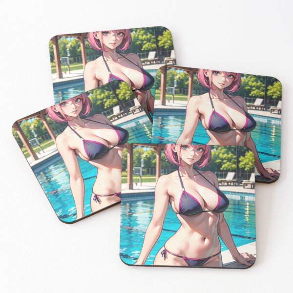 Item preview, Pink Hair Anime Girl in Bikini on the Pool designed and sold by kenvel.
