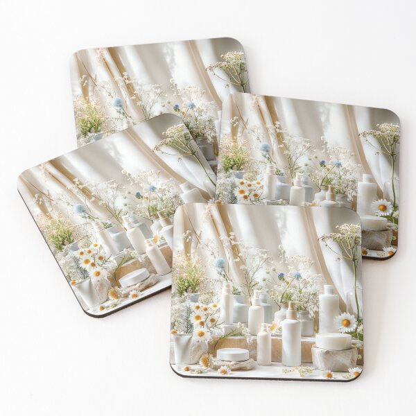Item preview, Table Laden With White Vases of Flowers - Cosmetics Studio Scenes designed and sold by frequent-art.