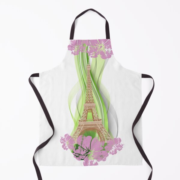 Item preview, Summer in Paris illustration with eiffel tower and hibiscus on green and grey lines designed and sold by schtroumpf2510.