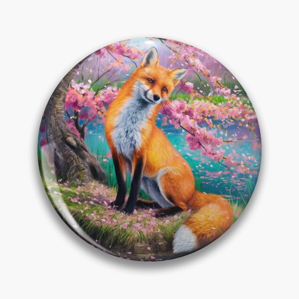 Artikelvorschau, Fuchs-Portrait. Kirschblüte, Blumenfuchs, Vintage-Fuchs, Fuchs-Malerei, Claude Monet-Stil entworfen und verkauft von FoxVibes.
