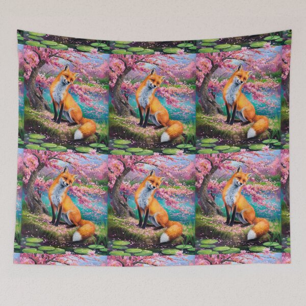 Artikelvorschau, Fuchs-Portrait. Kirschblüte, Blumenfuchs, Vintage-Fuchs, Fuchs-Malerei, Claude Monet-Stil entworfen und verkauft von FoxVibes.