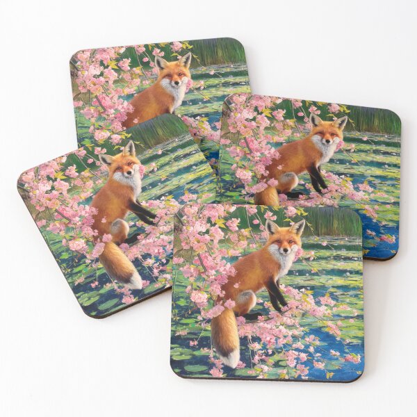 Artikelvorschau, Fuchs-Portrait. Kirschblüte, Blumenfuchs, Vintage-Fuchs, Fuchs-Malerei, Claude Monet-Stil entworfen und verkauft von FoxVibes.