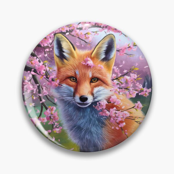 Artikelvorschau, Fuchs-Portrait. Kirschblüte, Blumenfuchs, Vintage-Fuchs, Fuchs-Malerei, Claude Monet-Stil entworfen und verkauft von FoxVibes.