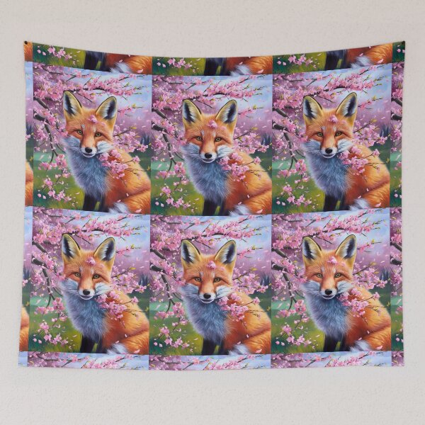 Artikelvorschau, Fuchs-Portrait. Kirschblüte, Blumenfuchs, Vintage-Fuchs, Fuchs-Malerei, Claude Monet-Stil entworfen und verkauft von FoxVibes.