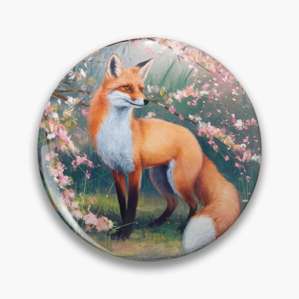 Artikelvorschau, Fuchs-Portrait. Kirschblüte, Blumenfuchs, Vintage-Fuchs, Fuchs-Malerei, Claude Monet-Stil entworfen und verkauft von FoxVibes.