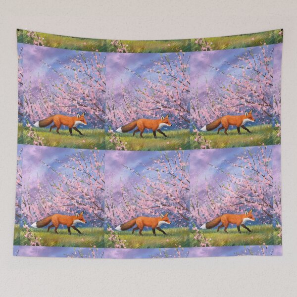 Artikelvorschau, Fuchs-Portrait. Kirschblüte, Blumenfuchs, Vintage-Fuchs, Fuchs-Malerei, Claude Monet-Stil entworfen und verkauft von FoxVibes.