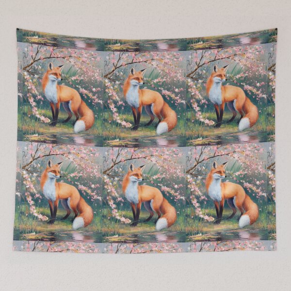 Artikelvorschau, Fuchs-Portrait. Kirschblüte, Blumenfuchs, Vintage-Fuchs, Fuchs-Malerei, Claude Monet-Stil entworfen und verkauft von FoxVibes.