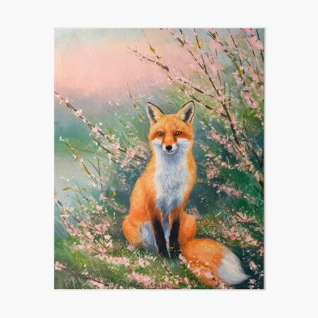Item preview, Fox Portrait. Cherry blossom, floral fox, vintage fox, fox painting, Claude Monet style designed and sold by FoxVibes.