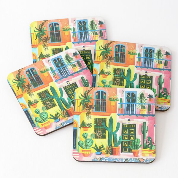Item preview, Colorful houses and cacti designed and sold by AnnArtshock.