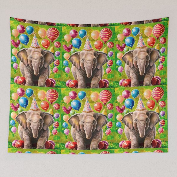 Item preview, Birthday Elephant. Birthday celebration, Cute Elephant, party animal, colorful elephant, elephant drawing designed and sold by ElephantVibes.