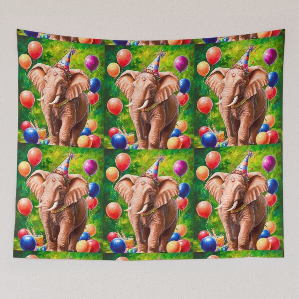 Item preview, Birthday Elephant. Birthday celebration, Cute Elephant, party animal, colorful elephant, elephant drawing designed and sold by ElephantVibes.