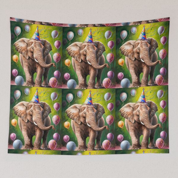 Item preview, Birthday Elephant. Birthday celebration, Cute Elephant, party animal, colorful elephant, elephant drawing designed and sold by ElephantVibes.