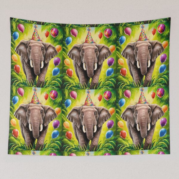 Item preview, Birthday Elephant. Birthday celebration, Cute Elephant, party animal, colorful elephant, elephant drawing designed and sold by ElephantVibes.