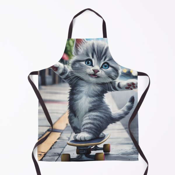 Item preview, A Cute Gray Kitten Skateboarding designed and sold by pixelplaza.