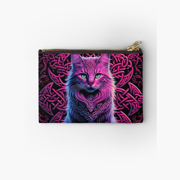 Aperçu de l'œuvre Chat celtique brillant dans des teintes rose vif et néon créée et vendue par BreakerPascal.