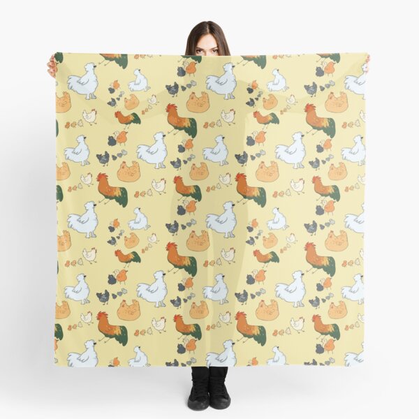 White Chicken Scarf Hen Chicken Print Scarves Spring Farm Animal Bird Chic Gifts