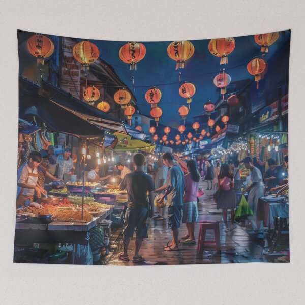Item preview, Vibrant Night Market Scene designed and sold by palmyst.