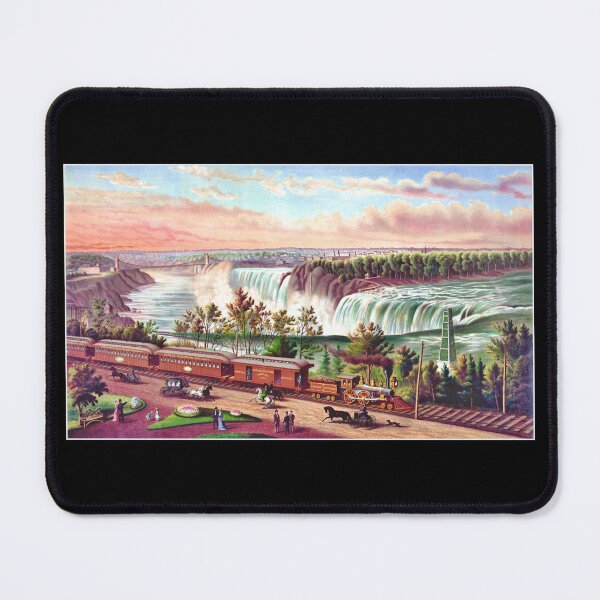 Item preview, Railway Scene Canada, Trains at Niagra Falls 19th Century designed and sold by RocketshipRetro.