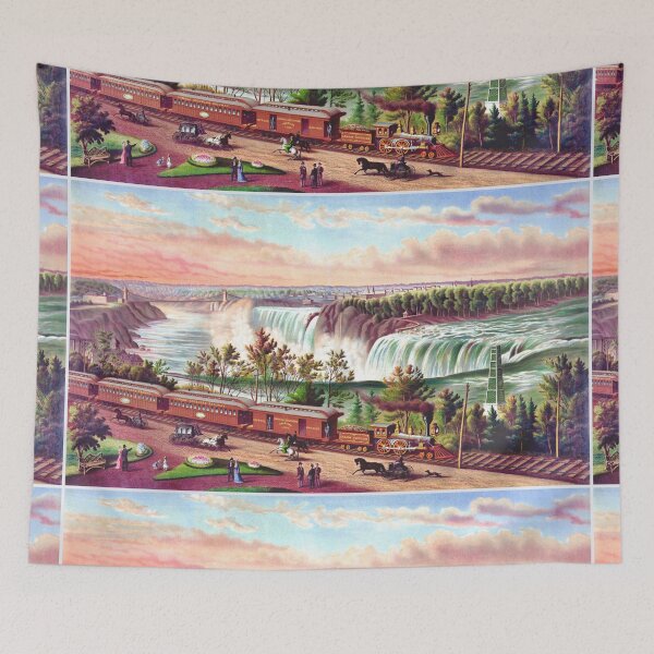 Item preview, Railway Scene Canada, Trains at Niagra Falls 19th Century designed and sold by RocketshipRetro.