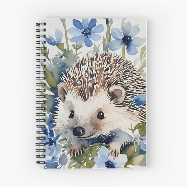 Item preview, Hedgehog and blue flowers in watercolor designed and sold by Nolan6.