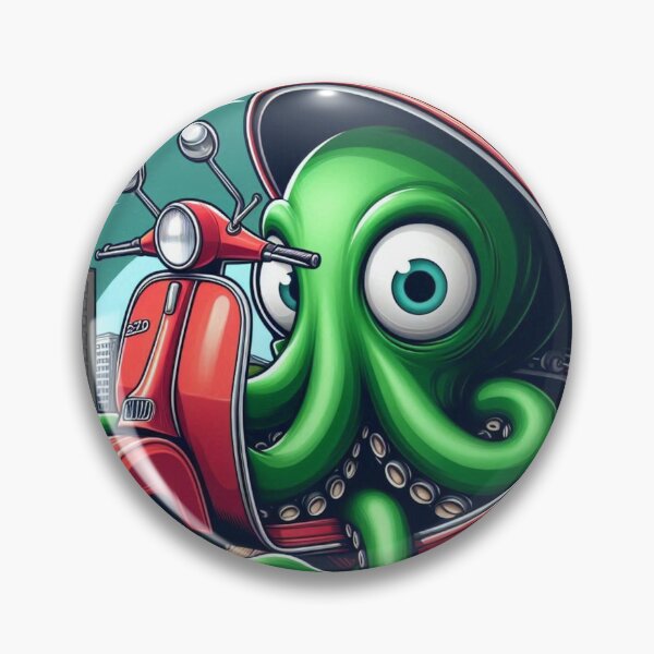 Item preview, Pulpo verde con Vespa roja designed and sold by elenndd.