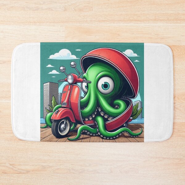 Item preview, Green octopus with red Vespa designed and sold by elenndd.