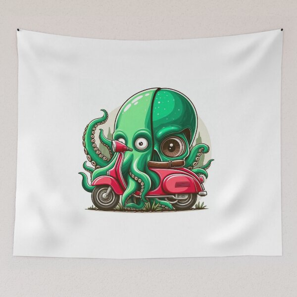 Item preview, Green octopuses on the Vespa designed and sold by elenndd.