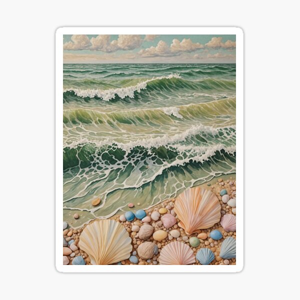 Item preview, Coastal Serenity: Ocean Waves and Seashells in Pastel designed and sold by Lizetteh.