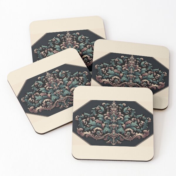 Item preview, Dark Teal & Matte Mauve Rococo designed and sold by DesignsByPrnces.