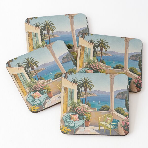 Item preview, Seaside Serenity: Mediterranean Patio Overlooking the Ocean designed and sold by Lizetteh.