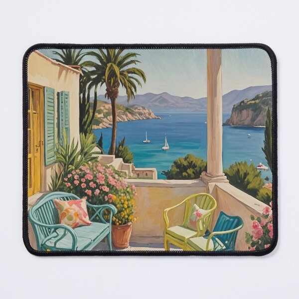 Item preview, Seaside Serenity: Mediterranean Patio Overlooking the Ocean designed and sold by Lizetteh.