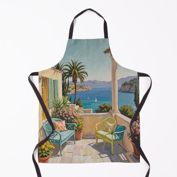 Item preview, Seaside Serenity: Mediterranean Patio Overlooking the Ocean designed and sold by Lizetteh.