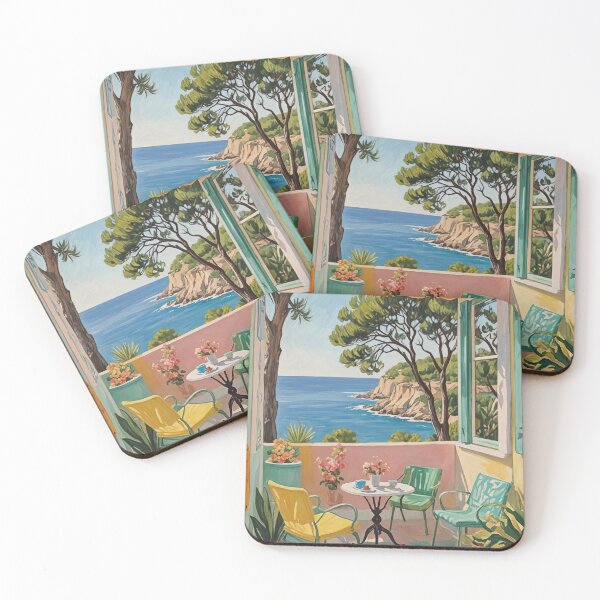 Item preview, Coastal Retreat: Mediterranean Patio Overlooking the Ocean designed and sold by Lizetteh.