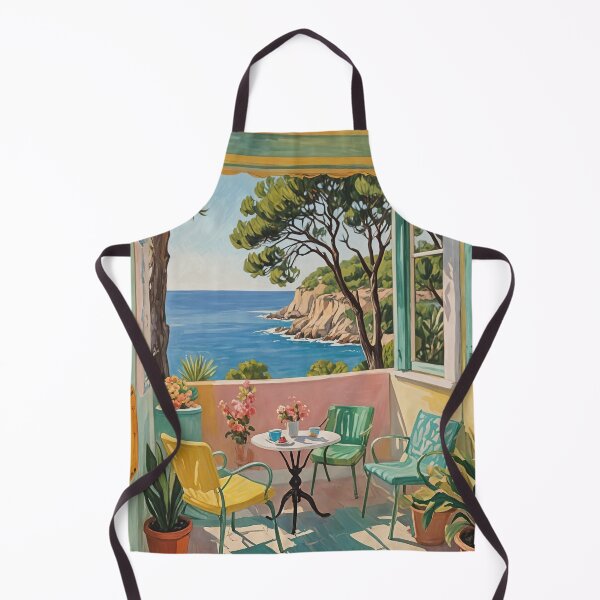 Item preview, Coastal Retreat: Mediterranean Patio Overlooking the Ocean designed and sold by Lizetteh.