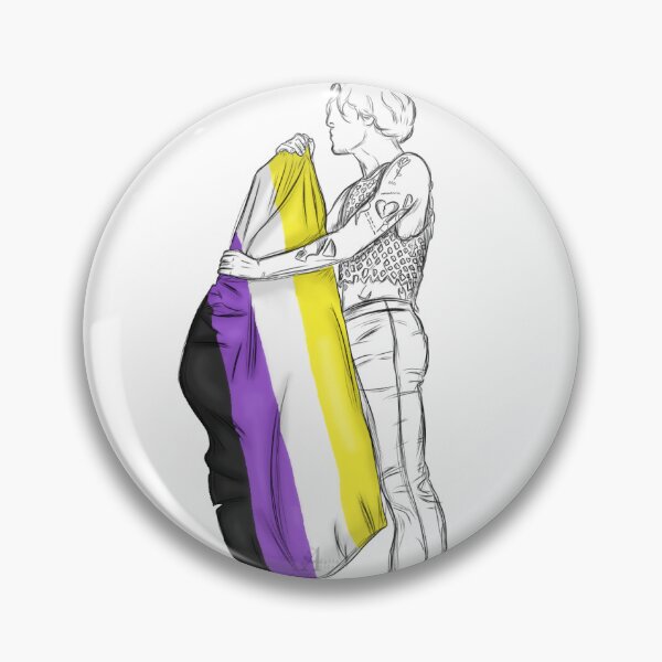 Item preview, Måneskin Damiano David with nonbinary flag designed and sold by ArteDellaVitaDE.