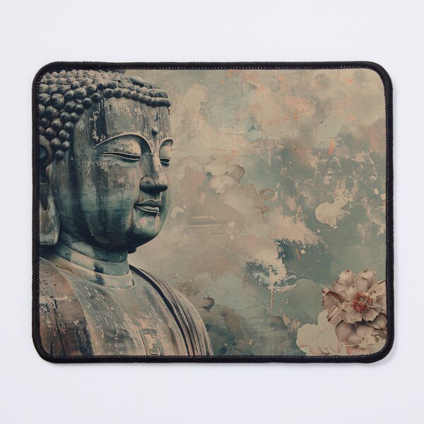 Item preview, Boeddha en bloemen in sepia tinten designed and sold by DeMuurdecoratie.