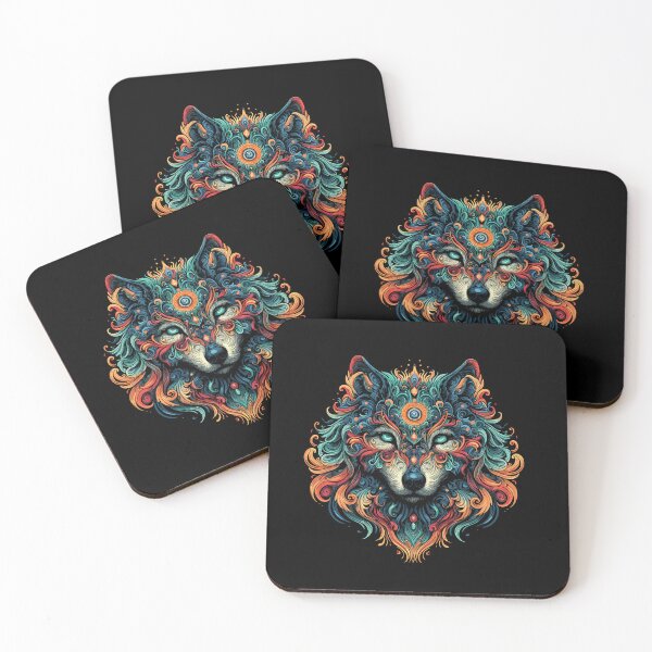 Artikelvorschau, Fractal Wolf Spirit Animal Psychedelic Third Eye Awakening entworfen und verkauft von Dressed For  Duty.