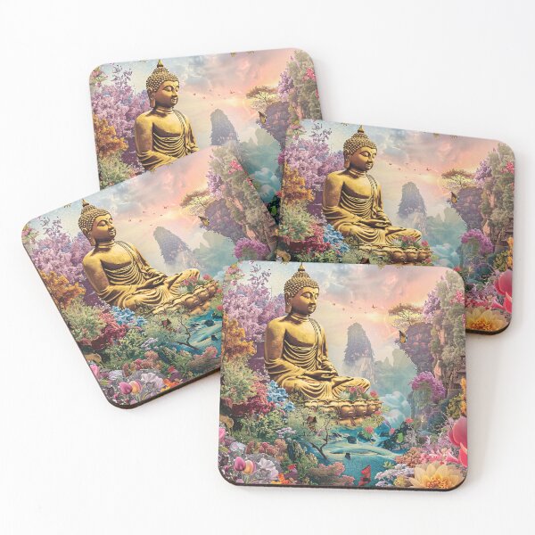 Item preview, Boeddha in Bloemenparadijs designed and sold by DeMuurdecoratie.