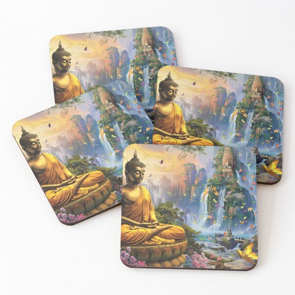 Item preview, Vredige Boeddha bij Waterval designed and sold by DeMuurdecoratie.