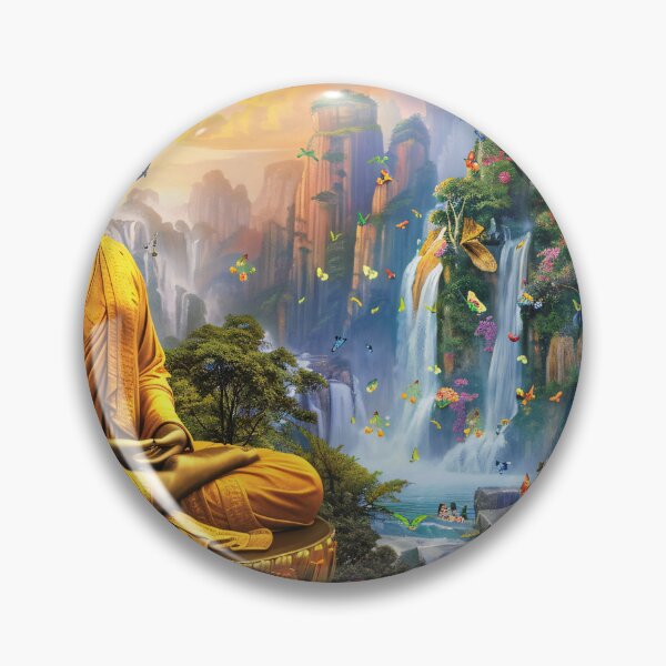 Item preview, Vredige Boeddha bij Waterval designed and sold by DeMuurdecoratie.