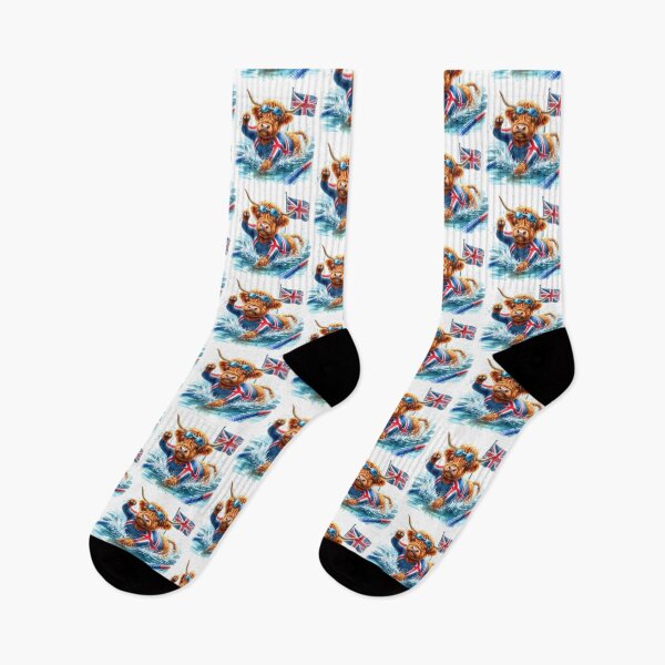 Item preview, Team GB Cute Highland Cow Swimming Event Olympics Colorful Watercolor designed and sold by MaedK.
