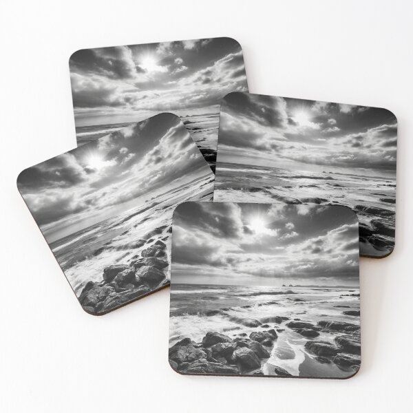 Item preview, Monochromatic HDR Sunbathed Coastal Rocky Beach designed and sold by ShadeScapeArt.
