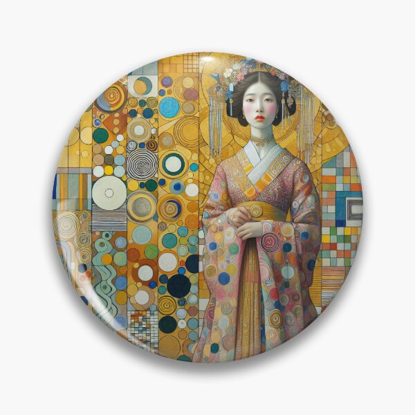 Item preview, Japanese Woman in Kimono- Klimt 8 designed and sold by Kallak-AI-Art.