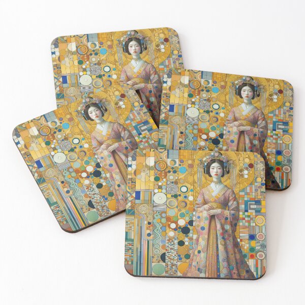 Item preview, Japanese Woman in Kimono- Klimt 8 designed and sold by Kallak-AI-Art.