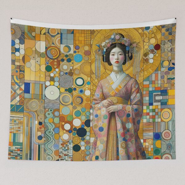 Item preview, Japanese Woman in Kimono- Klimt 8 designed and sold by Kallak-AI-Art.